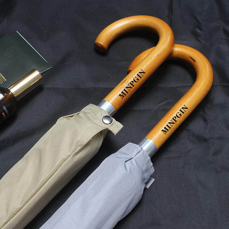 日系16骨自动雨伞长柄男女双人覆古黑色商务定制广告伞logo 印字