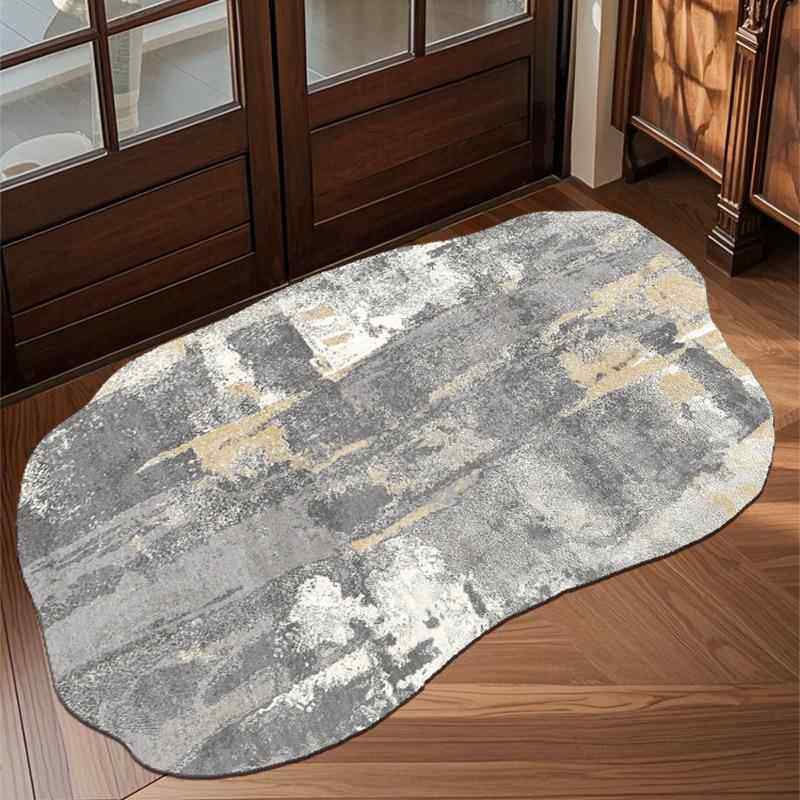 仿羊绒加厚客厅地毯日式侘寂风ins卧室不规则地垫家用异形床边毯