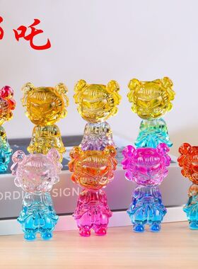 【新款热卖】琉璃哪吒小摆件黄水晶哪吒公仔水晶工艺品