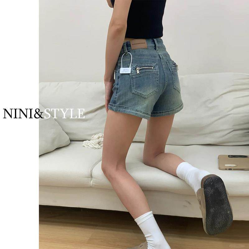 美式高腰牛仔短裤女2025年新款夏季辣妹爆款显瘦紧身薄款a字热裤