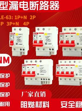 小型漏电断路器DZ47LE-63 125 1P+N 2P3P3P+N 4P断路保护空气开关