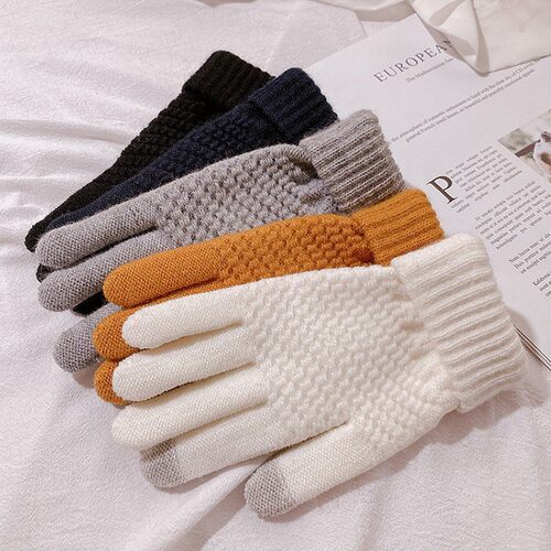 Touchscreen Gloves Pineapple Pattern Winter Warm Gloves Stud