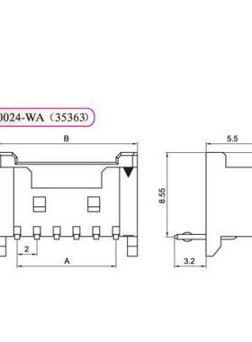 HX红星接插件 20024-2WA/3/4/5/6/7/8/9/10A 11A 12A 14WA 弯针座