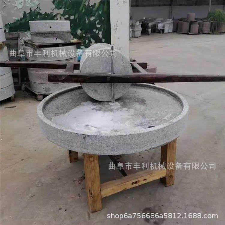 电动艾绒石碾石麦机器 全面粉加工电GFM动石磨 家用手推碾子