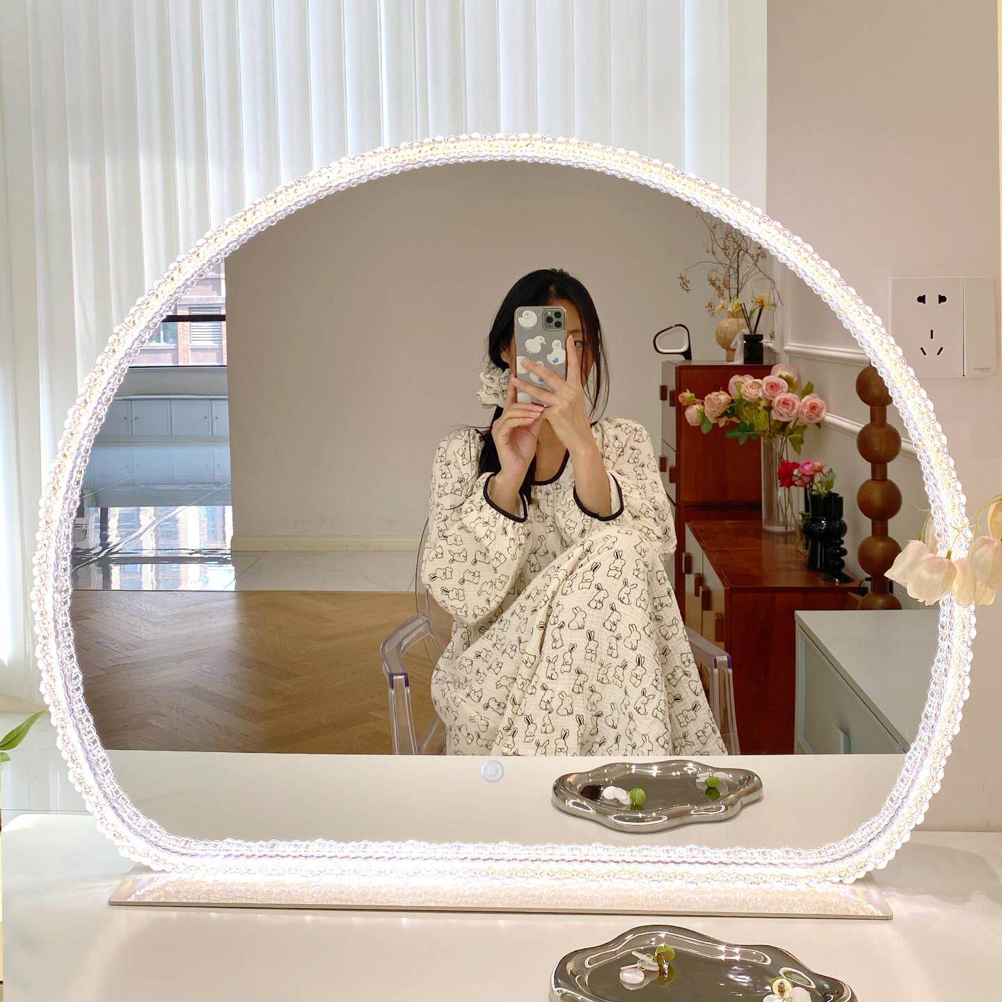 化妆台组合柜用大镜子台面带灯led智能触控化妆镜网红梳妆美妆镜