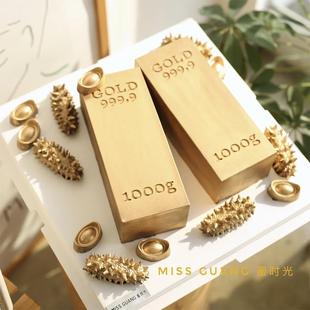 大号金砖慕斯硅胶模具翻糖蛋糕巧克力烘焙金元宝发财暴富创意甜品