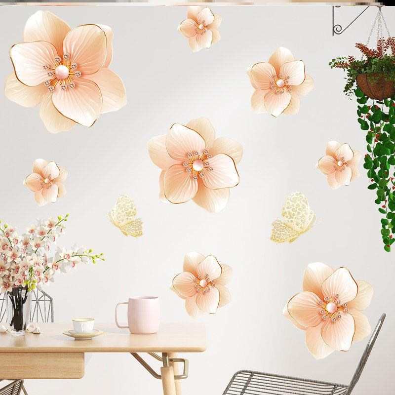 床头装饰画主卧自粘床头贴画简约主卧墙贴画自粘贴画立体中式扇子图片