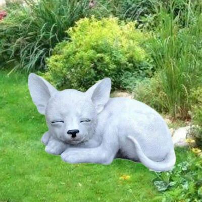 Outdoor Fox Statue Pet Outsides Resin Decorations Sleeping