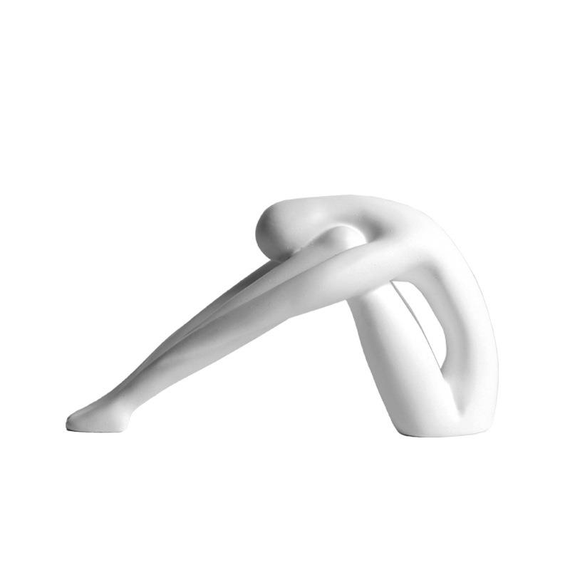 样板间简约白色抱膝人物抽象摆件人体艺术客厅卧室艺术装饰品