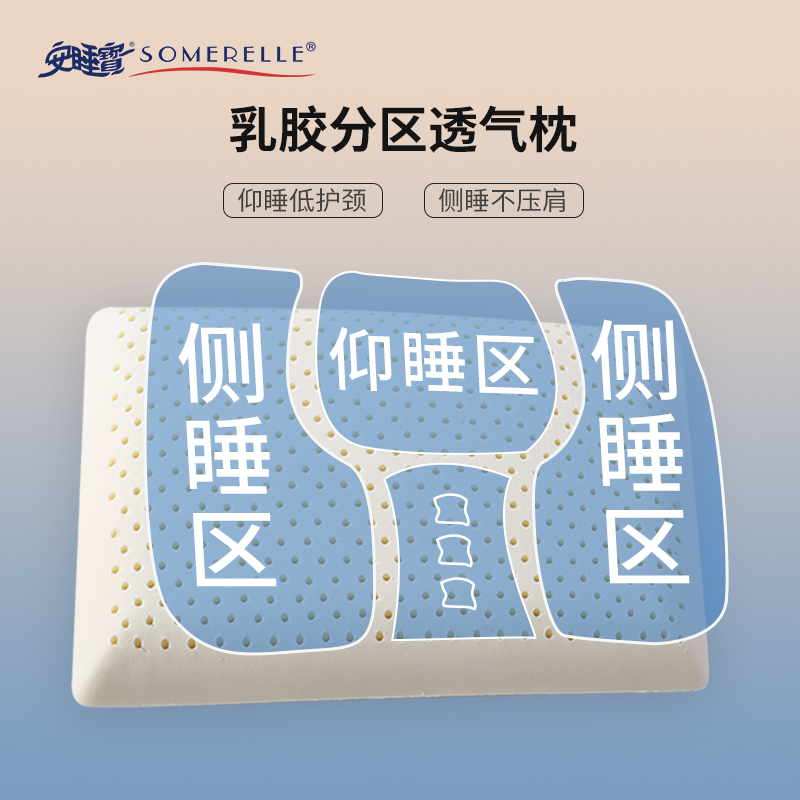 安睡宝泰国乳胶枕头单人护颈椎枕家用学生记忆枕芯成人橡胶助睡眠