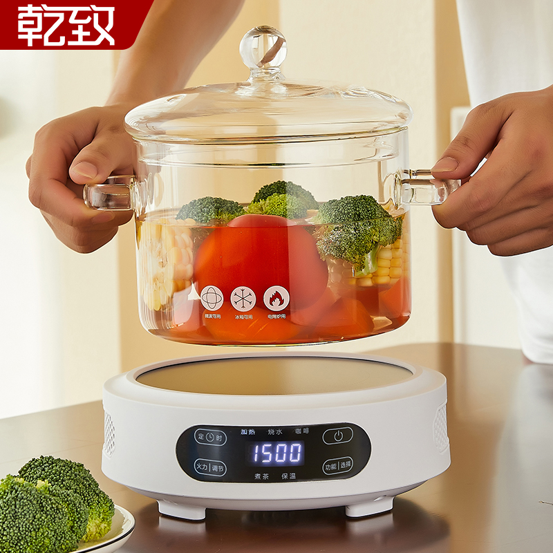高硼硅玻璃汤锅家用耐高温透明炖锅汤煲电陶炉专用炖锅双耳小奶锅