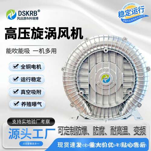 5.5KW废水处理曝气旋涡气泵RB81D-2高压鼓风机食品工业用漩涡风机