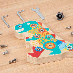 儿童木质CPC恐龙螺母车可拆卸螺丝刀组装 车动脑玩具益智力玩具车