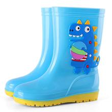 小孩中大童水鞋 恐龙儿童防水雨鞋 男女童宝宝雨靴加绒保暖学生胶鞋