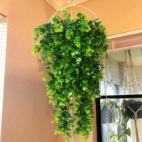 2PCS Artificial Hanging Plants Faux Eucalyptus Leaf Greenery