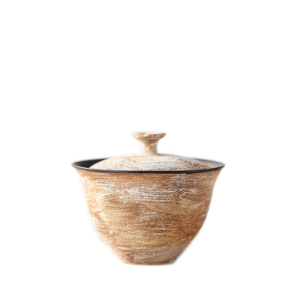 景德镇妙峰手作日式化妆土陶艺家作品粗陶盖碗可养茶器诧寂风茶具