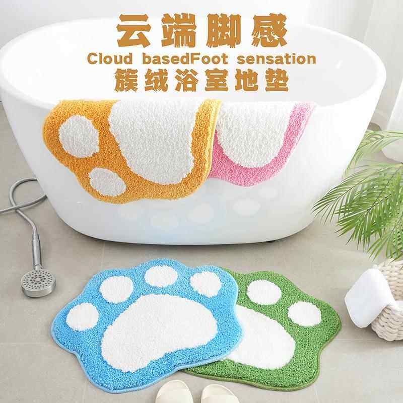 可爱熊爪簇绒长毛吸水浴室防滑垫卧室植绒地毯卫生间进门防滑脚垫,居家布艺,地毯,淘宝优惠券,粉丝福利购,淘宝优惠卷