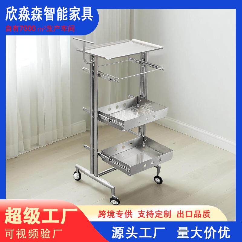 新款美发推车发廊工具车多功能美发杠车理发店烫染推车杠车收纳车