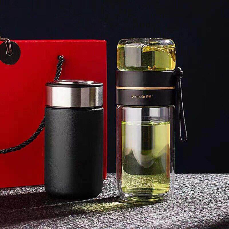 创意礼品水杯套装保温杯玻璃杯组合套杯四季用商务茶分离泡茶杯子
