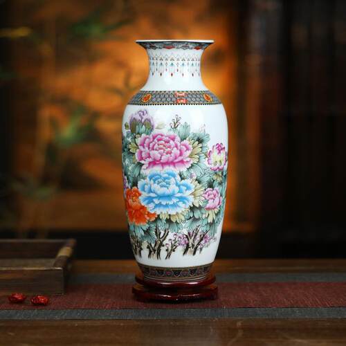 景德镇陶瓷花瓶摆件客厅玄关博古架装饰摆件新中式插花家居摆件