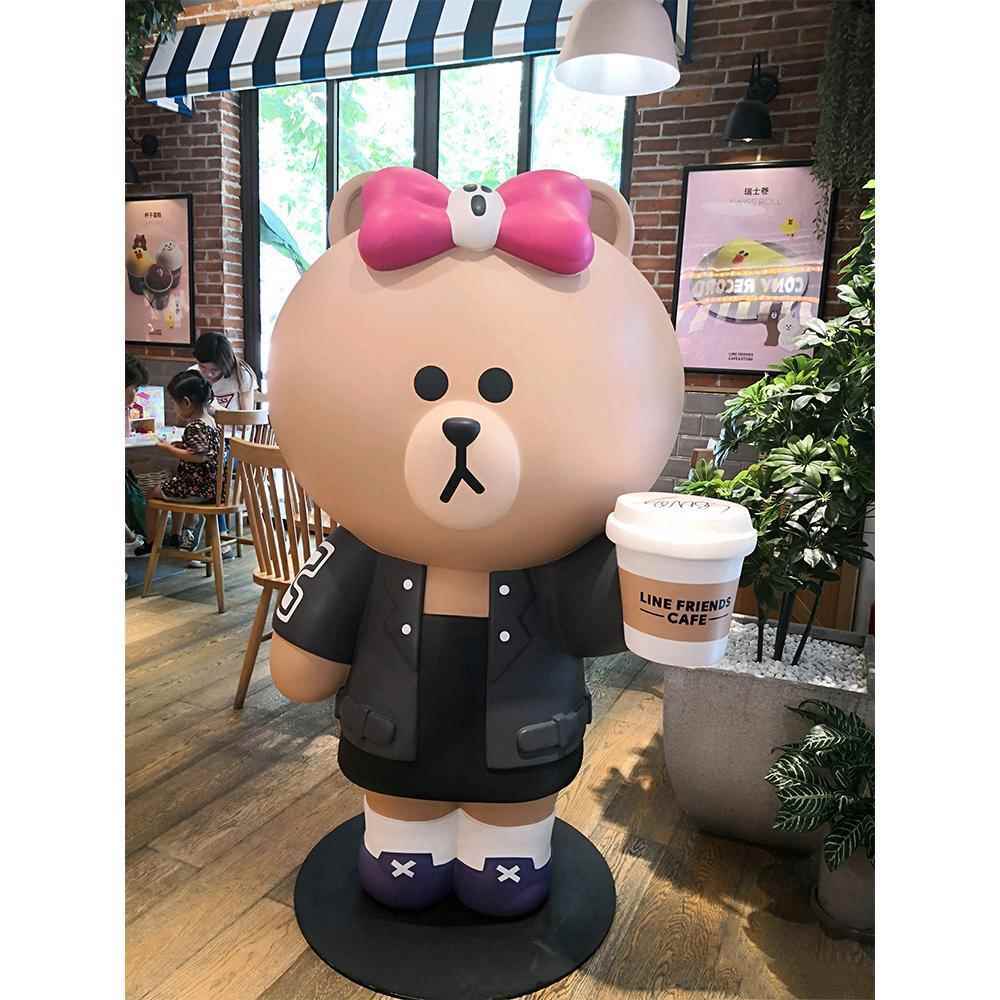 商场奶茶店铺拍照玻璃钢雕塑布朗装饰摆件