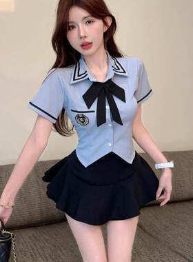 日式学院风jk制服套装美容师养生会所足浴工作服技师两件套夏季