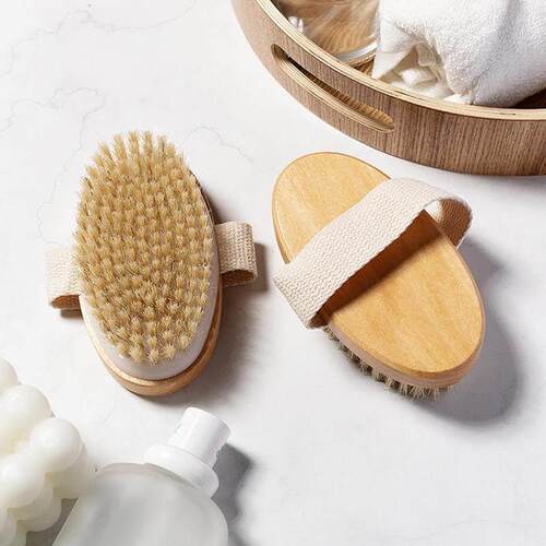 Natural Bristle Brush Soft Wet Dry Skin Body SPA Brush Bath