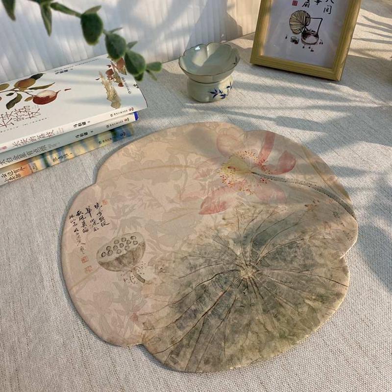 香云纱茶席海棠如意款双面防水桌布垫子新中式禅意干泡台小茶席垫