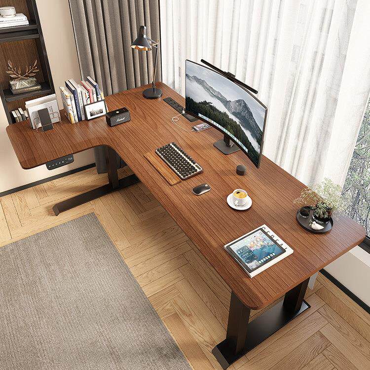 转角电动升降桌腿lL型办公桌子工作台书桌家用拐角实木电竞电脑桌