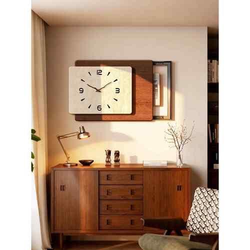 ?中风电表装饰箱画2TNR025新款钟表挂客钟古厅配电箱盖板遮挡挂画