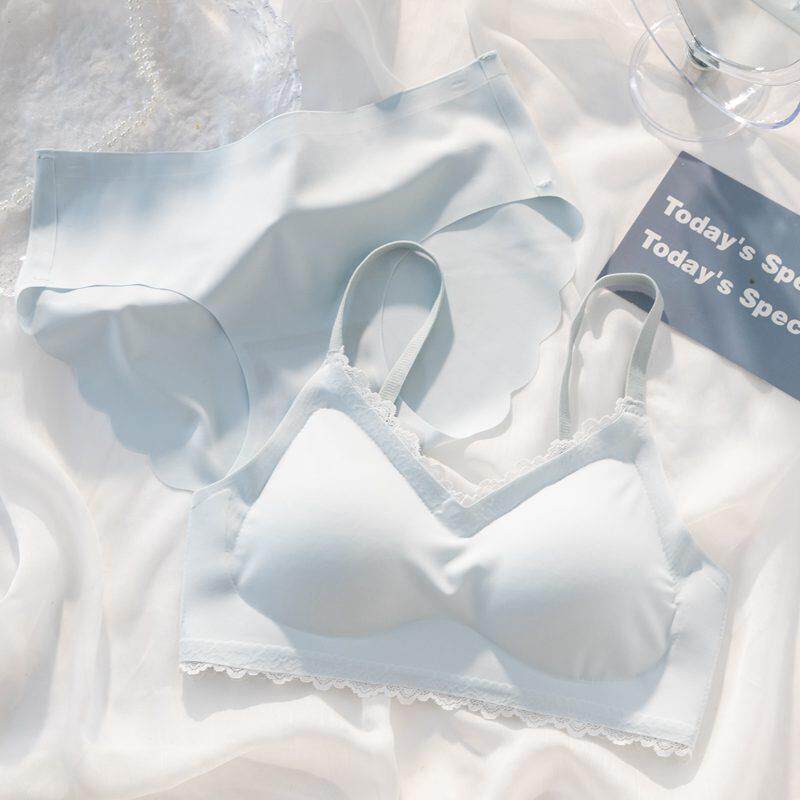 无痕内衣女无钢圈薄款聚拢收副乳运动舒适大胸显小少女文胸罩套装
