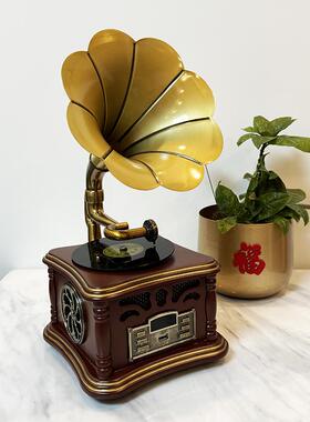 复古留声机摆件客厅欧式中式装饰品摆设老式唱片机蓝牙音响可播放