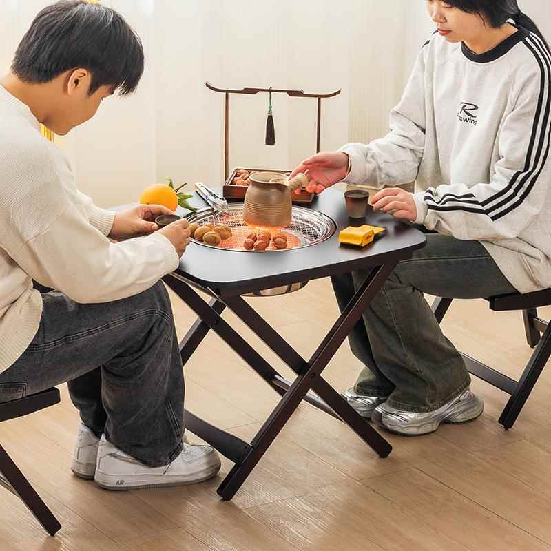 桌围炉煮茶家用全内套折叠烧烤架户外室阳台庭院取VVU暖炭火碳炉