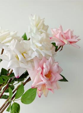 绢花皇玫瑰家黄色粉色玫瑰 绢花花 家居 花艺花样插板房一AZK 枝