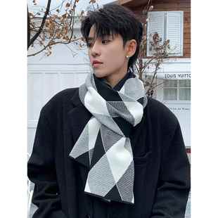 格子围巾男士 保暖加厚披肩学生韩系百搭双面格子围脖男友礼物 冬季