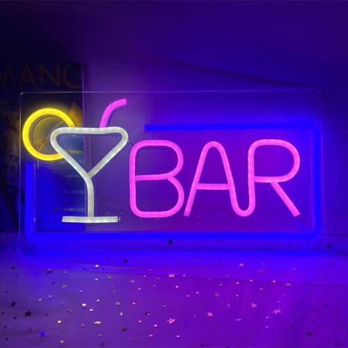 热销网红氛围背板霓虹BAR 广告灯 酒吧 party 色彩鲜艳装饰霓虹灯