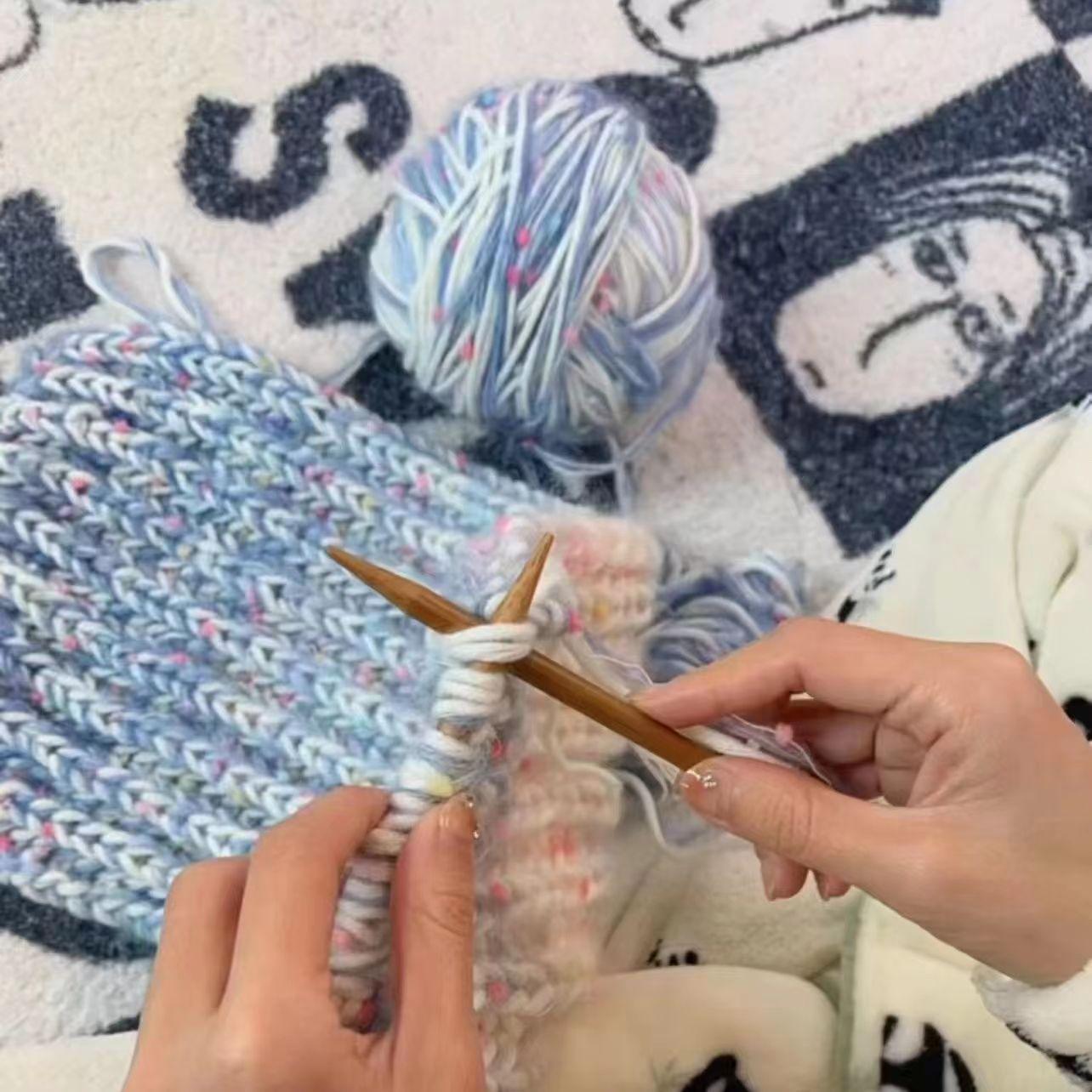 马海毛DIY批发渐变彩虹围巾纱线