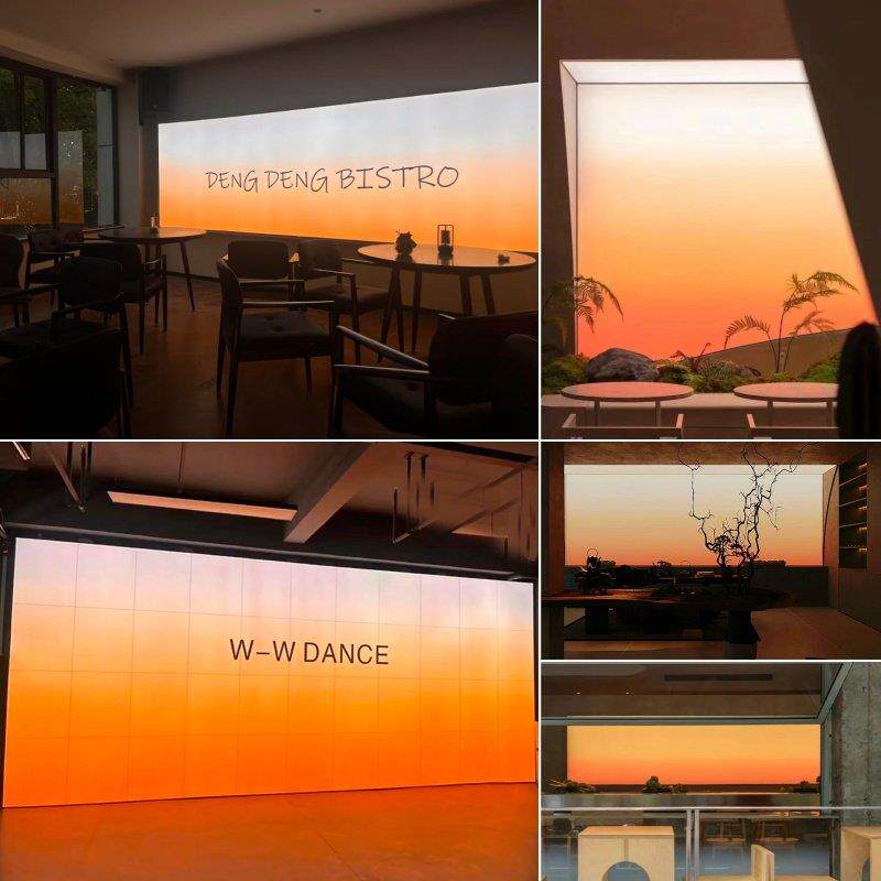 需定制氛围感渐变色落日夕阳灯箱广告牌餐厅酒吧ktv舞蹈室天花吊