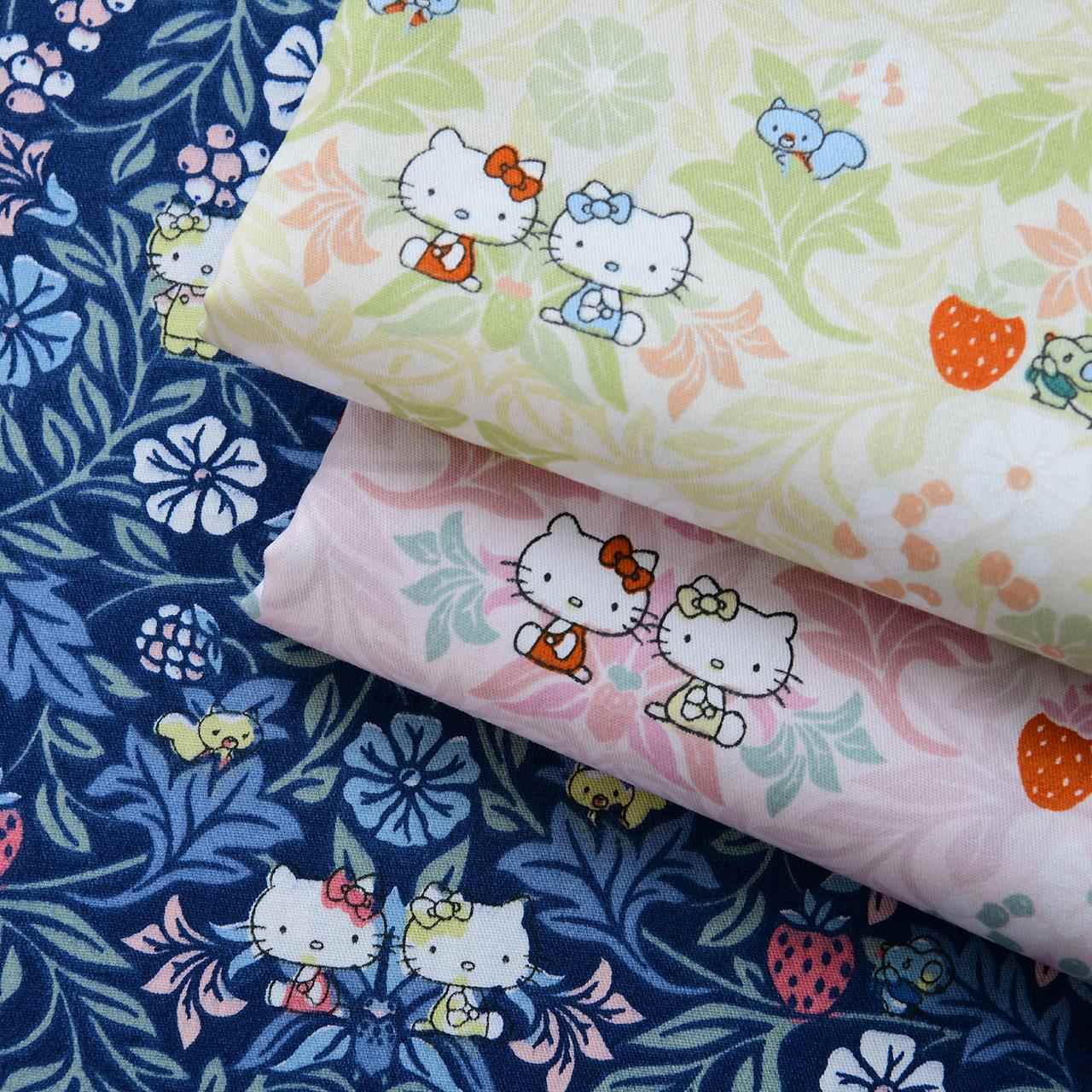 40支纯棉布料斜纹面料棉布卡通手工diy床品服装宠物卡通花间喵趣