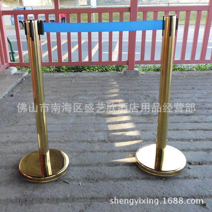 金色2米伸缩栏杆座防护栏围栏酒店展厅隔离带警戒线银行柱一米线
