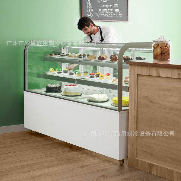 蛋糕柜冷藏90度热弯展示柜商用慕斯水果风冷立式甜品保鲜弧形冰柜