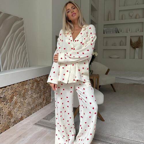 Long sleeved long pants pajamas two-piece set for home wear