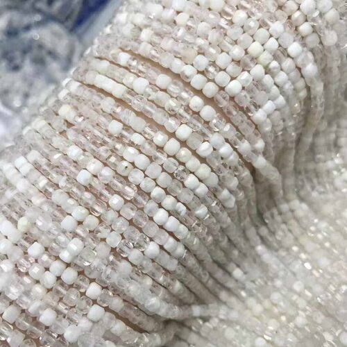2026名品都水晶 天然雪花幽灵切面方糖DIY饰品配件半成品散珠