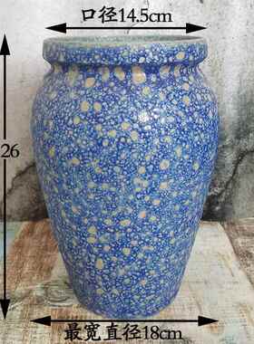 正品古覆新中式蓝色泡厅泡粗陶插花器陶瓷干 干燥花瓶高颜值客装