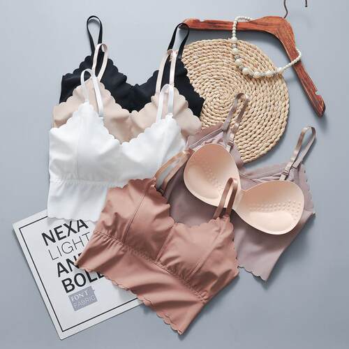 Close fitting ice silk seamless suspender strapless wavy