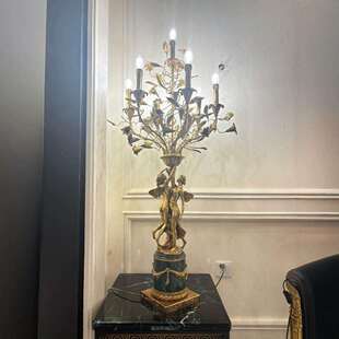 西洋人物法式 前台铜灯具 全铜客厅台灯别墅奢华卧室房间床头灯欧式