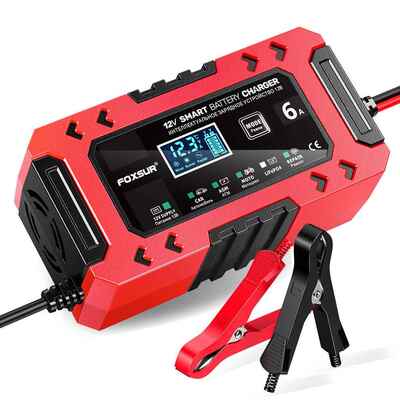 FOXSUR 12V6A铅酸铁锂电池充电器 十段式智能带电源模式充电器