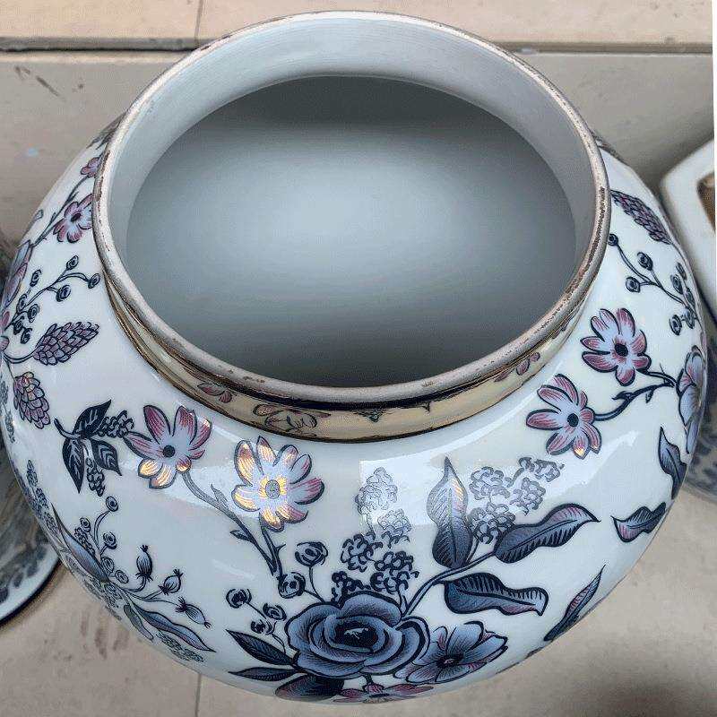 新中式陶瓷瓶花禅意花器大口花插物罐艺术径感摆件装饰花储器8888
