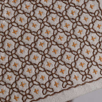 2U8K刺子绣茶席材料包 十字花纹样手工自绣DIY刺绣茶席一人饮