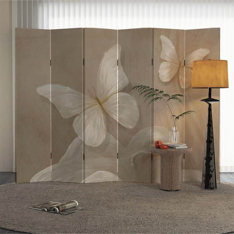 法式中古美意德抽象蝴蝶屏风隔断客厅可折叠移动挡板家用进门折屏